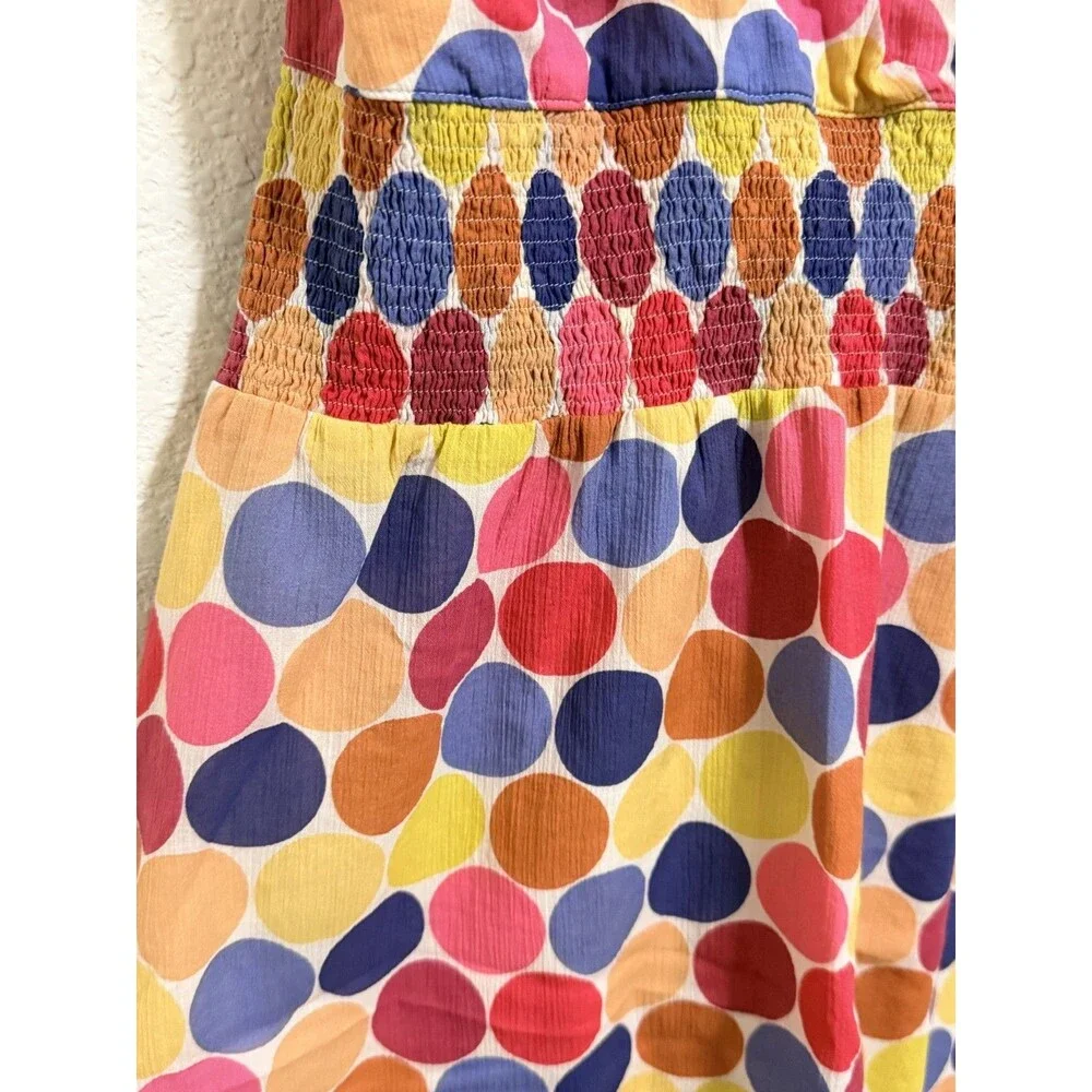 Anthropologie Maeve 100% cotton Halter Vibrant Multi Color Polka Dot Dress 10